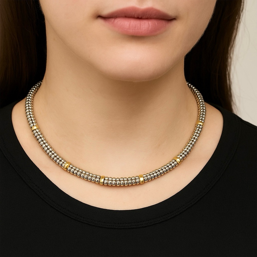 Lagos Caviar Ten Station Two Tone Necklace